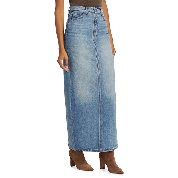 Reformation Daria Denim Maxi Skirt US 29 Blue Ultra High Rise Back Slit Boho - Picture 2 of 15